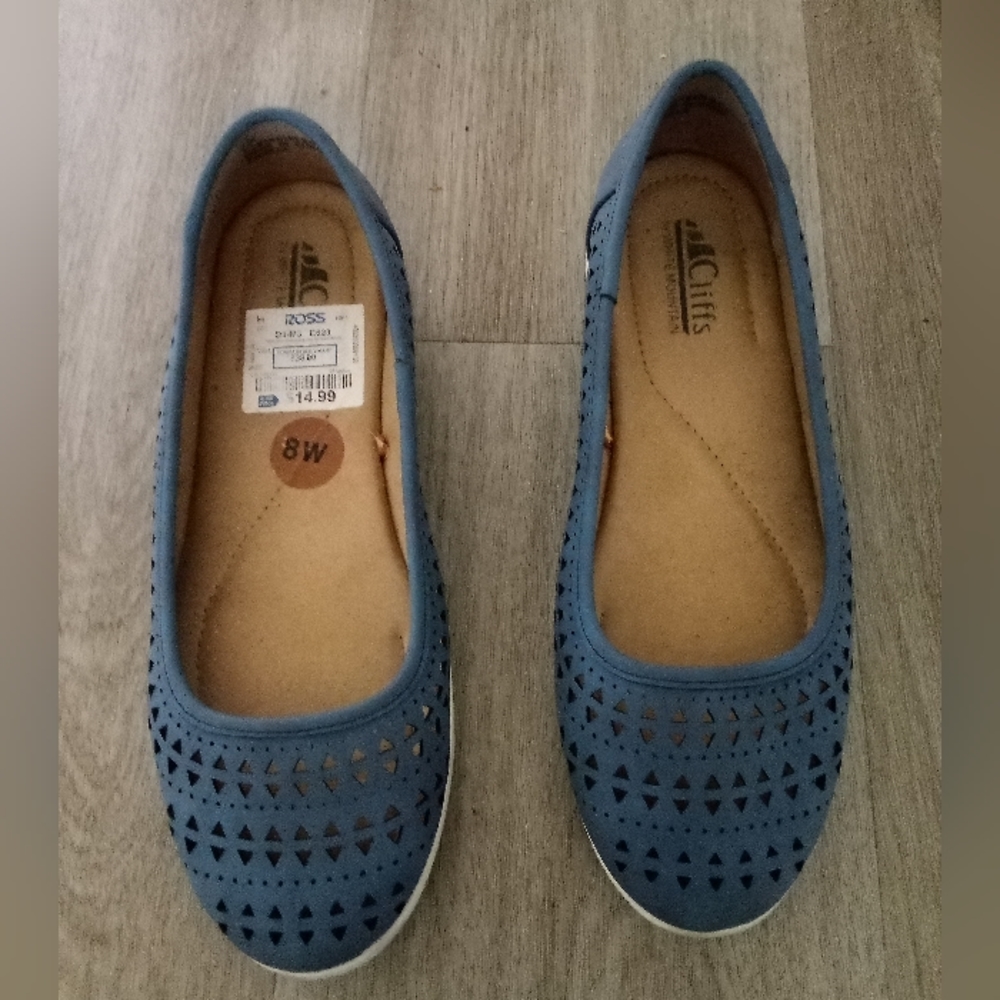 Women's Blue Ballet Flats Size 8W
